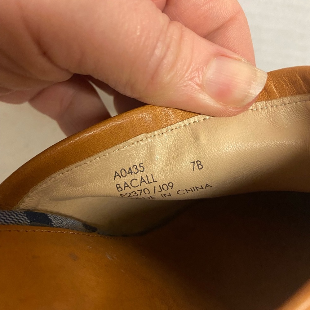 Coach VTG Bacall Blue Signature Pattern Wood-Platform Clogs - Picture 7 of 8